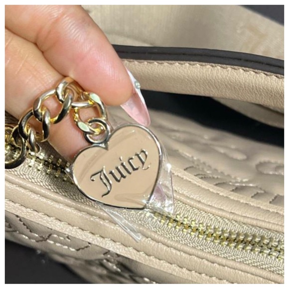 Juicy Couture Pink League Hobo Bag faux Leather in Cafe with Guitar strap - Picture 7 of 11